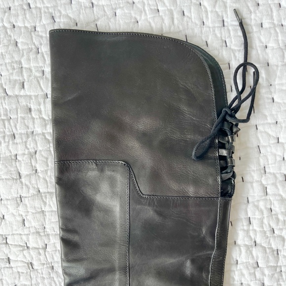 Maddison Thigh High Black Leather Boots - Picture 7 of 13